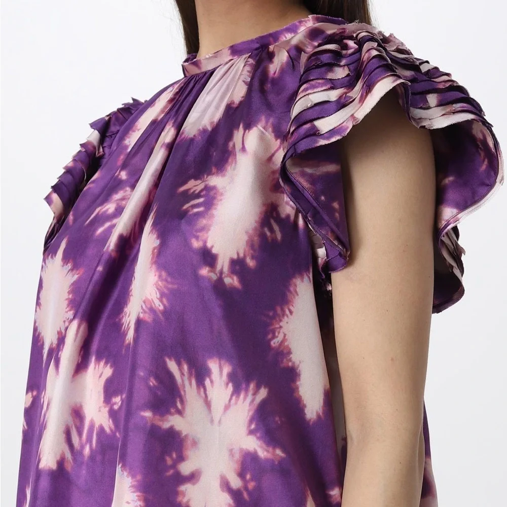 Ulla Johnson Tie-Dye Ruffle Sleeve Top - Picture 3 of 11